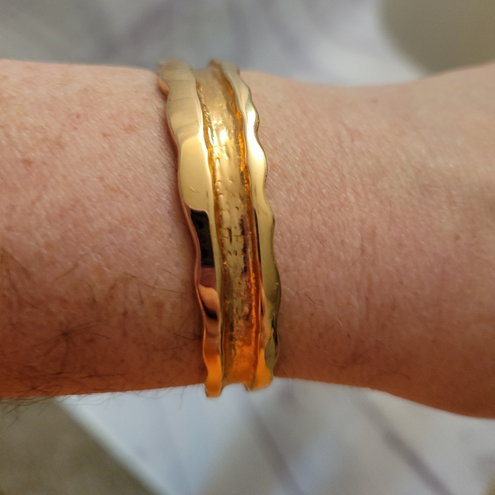 Free Form Goldtone Metal Cuff Bracelet